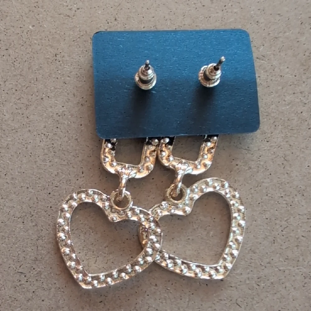 Gold Heart Dangle Earrings